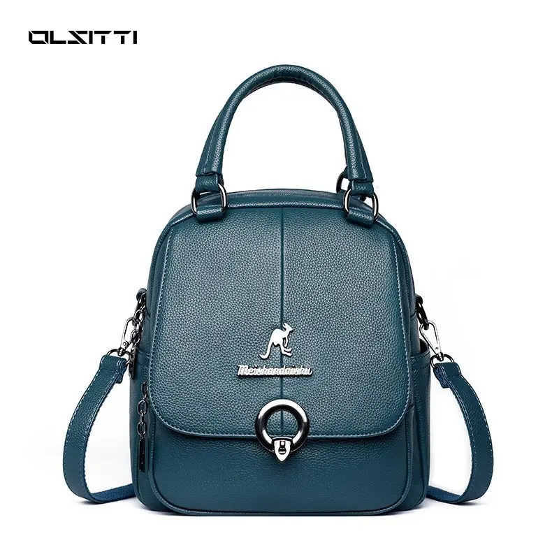 

2022 New Waterproof Leather Design Backpack Women Luxury Solid Color Backpack Large Capacity Shoulder Bags for Women Sac A Dos