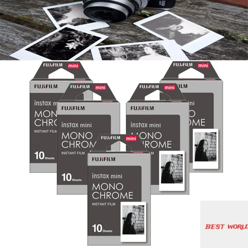 

New Fujifilm Instax Mini 8 Film Monochrome 50pcs For Mini 11 7s 9 50s 50i 90 25 Share SP-1 SP-2 Instant Photo Paper Camera