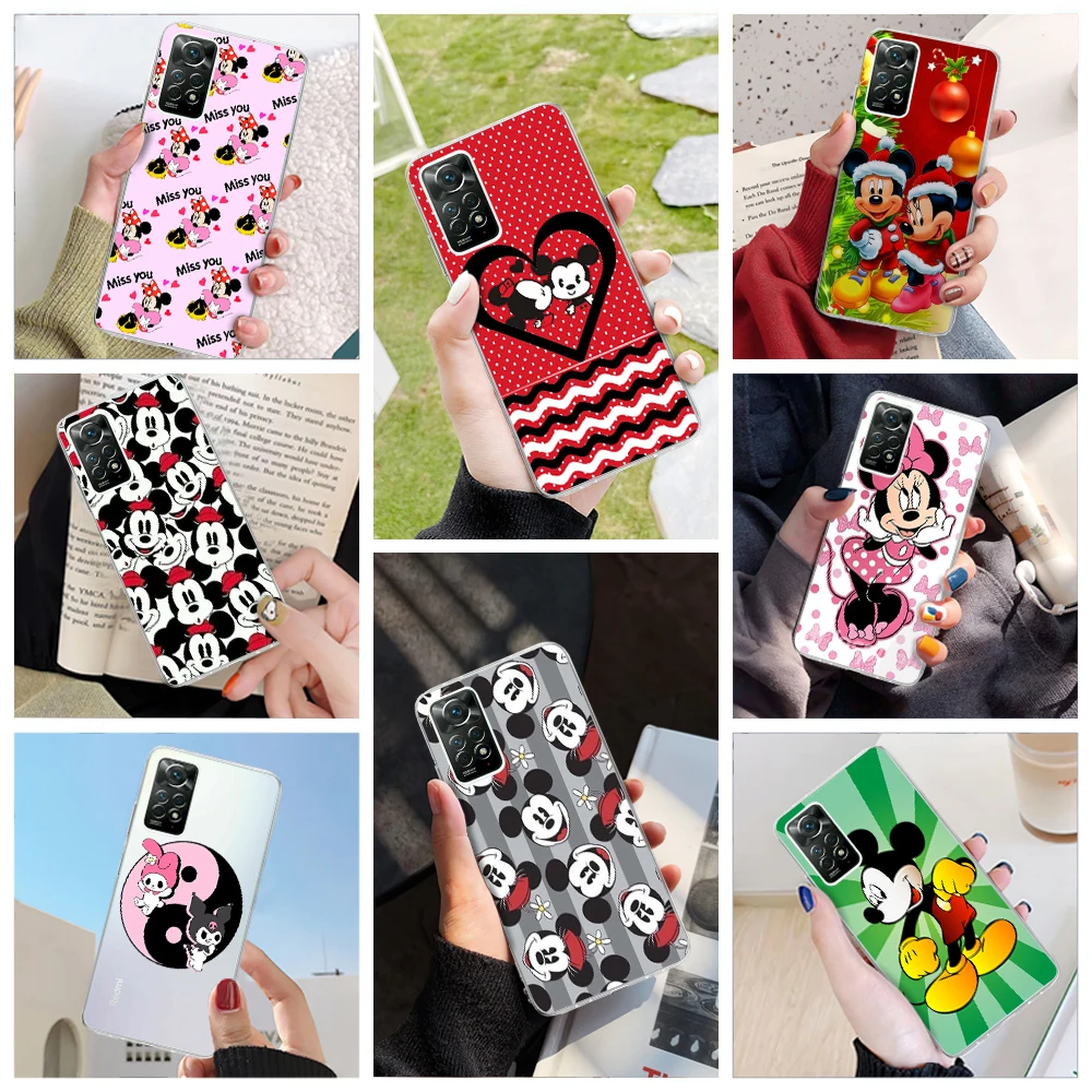 

Disney Mickey and Minnie Mouse phone case For Redmi note 6 7 8 9 10 11 S PRO MAX T Cartoon cute transparent silicone cover