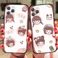 cute fashion girl heart phone case for iphone 13 pro max 12 11 pro max mini xr xs 8 7 6 plus se 5 anti fall silicone case