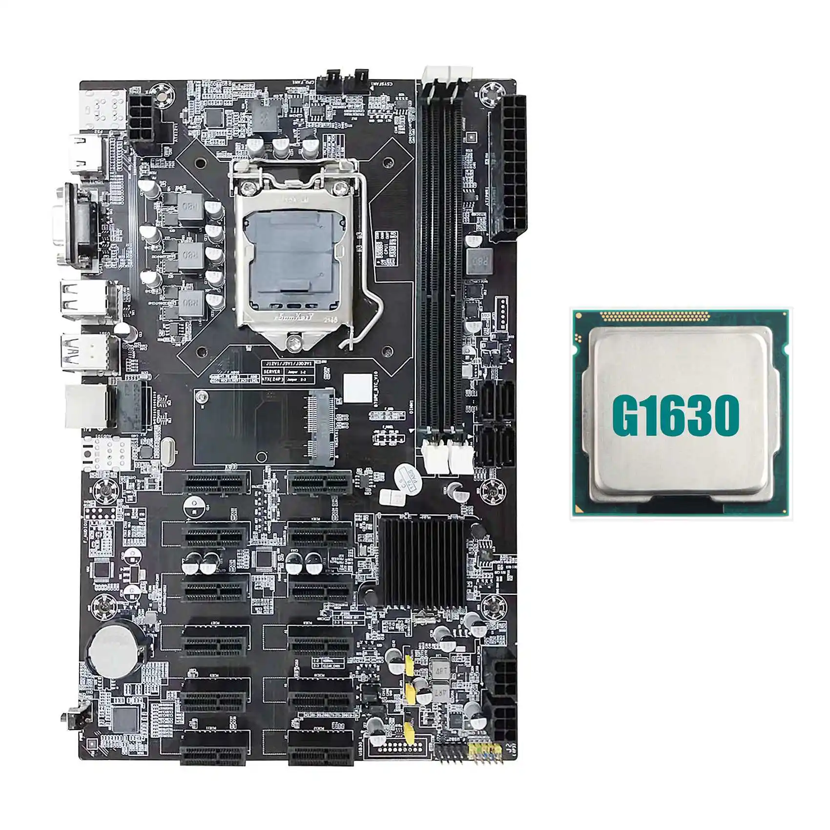 B75 12 PCIE ETH Mining Motherboard+G1630 CPU LGA1155 MSATA USB3.0 SATA3.0 Support DDR3 RAM B75 BTC Miner Motherboard