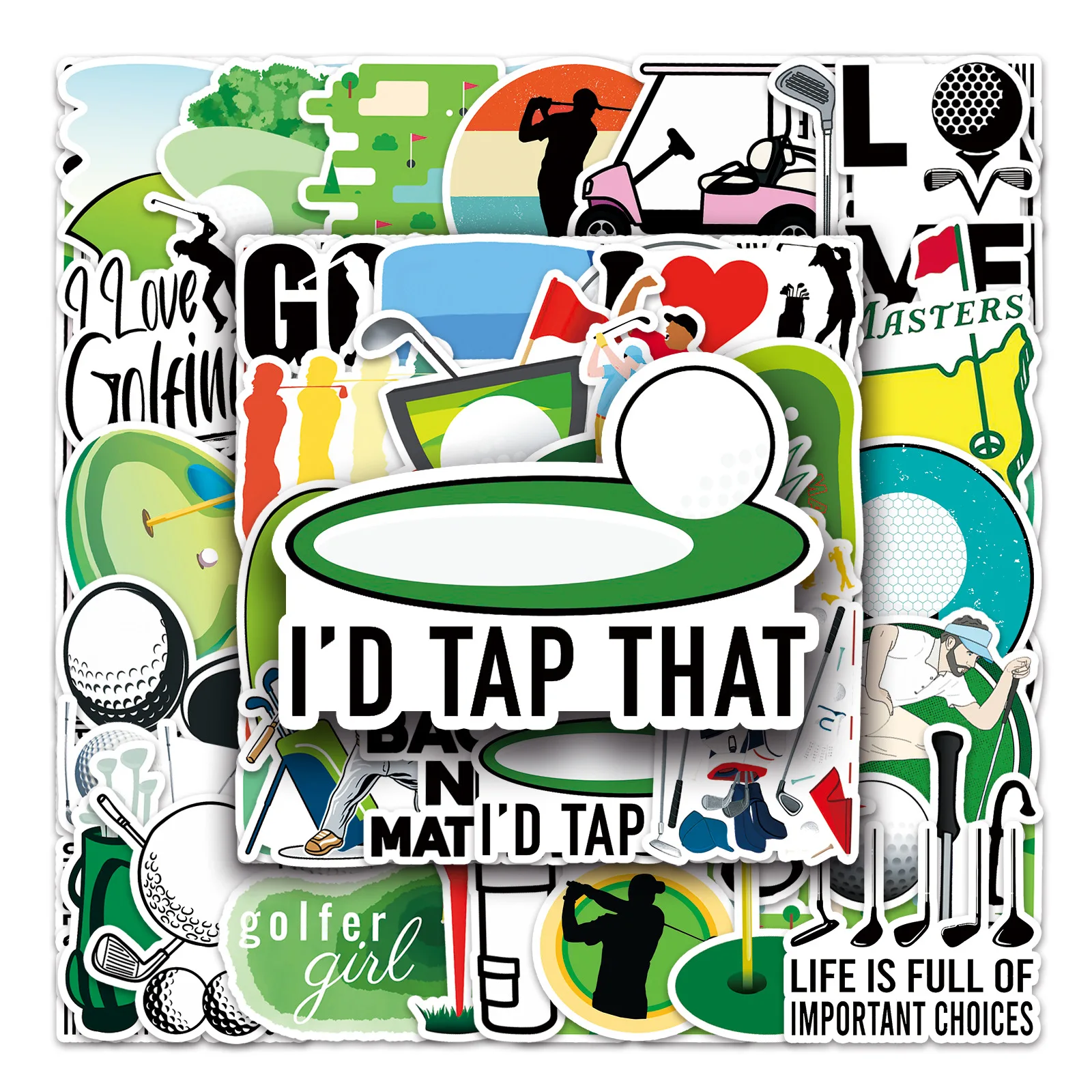 

10/30/50PCS New Golf Graffiti Sticker Sports Sticker Skateboard Helmet Phone Case Luggage Sticker Waterproof Graffiti Wholesale