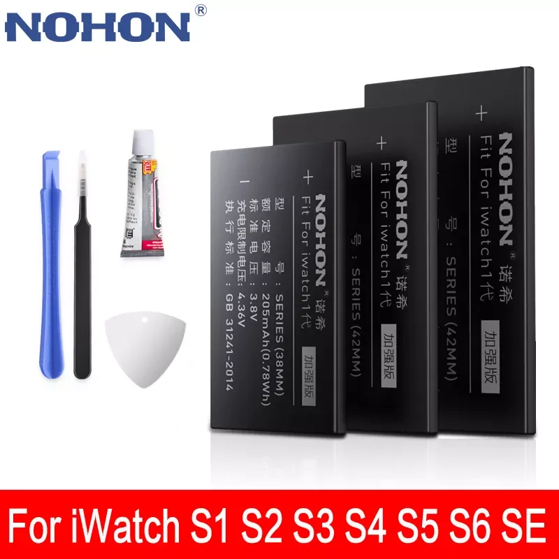 

NOHON A1578 A1579 Battery For Apple Watch Series 1 2 3 4 5 6 SE A1760 A1761 A1847 A1848 A2058 A2059 Bateria 38mm 42mm 40mm 44mm