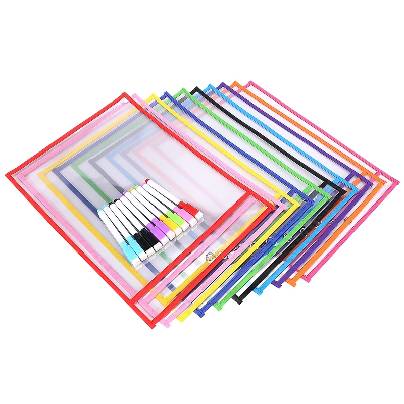 10 прозрачных многоразовых карманов из ПВХ для сухого стирания карманы хранения