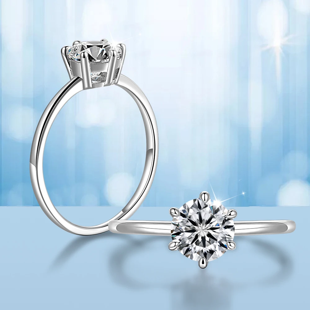 Trumium Real 0.5/1 Ct D Color Moissanite Engagement Rings For Women S925 Sterling Silver Wedding Bands Jewelry With Certificate