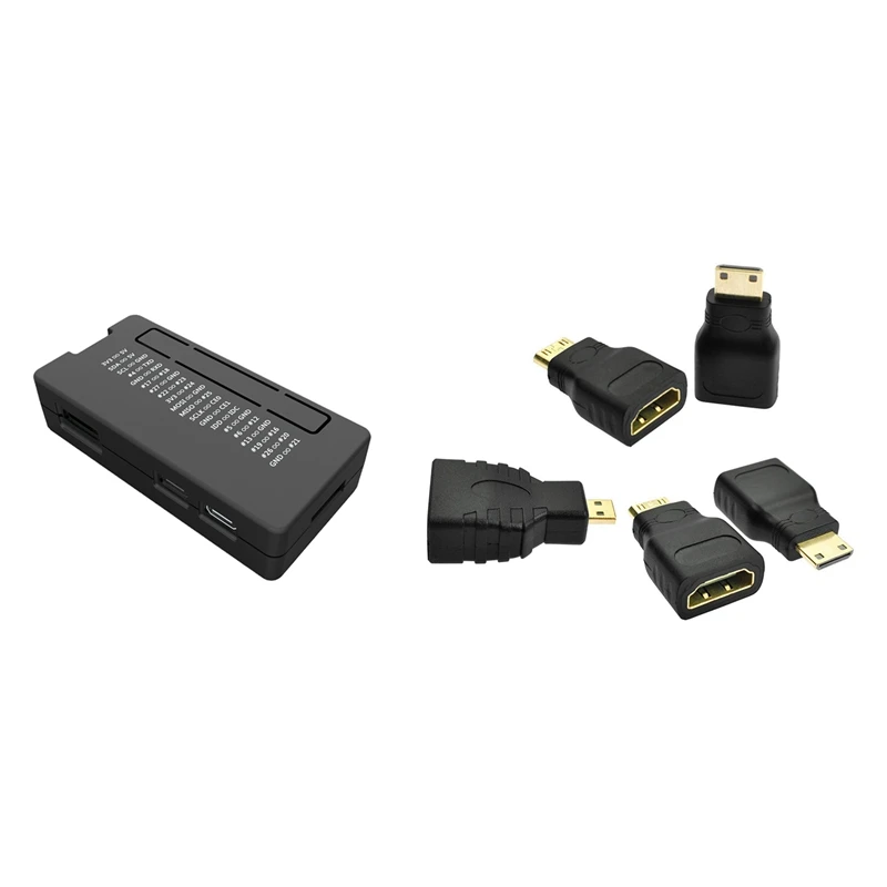 

Abs Protective Case For Raspberry Pi Zero/W/Wh Black With 5 Pack Mini HDMI Adapter Gold