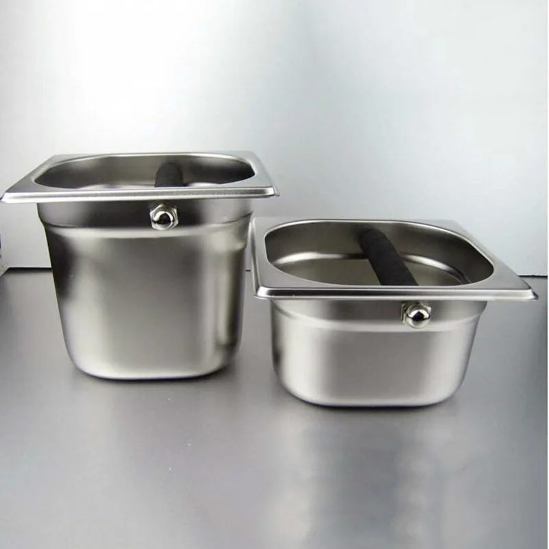 

Stainless Steel Espresso Knock Box Container with Rubber Bar for Coffee Machine
