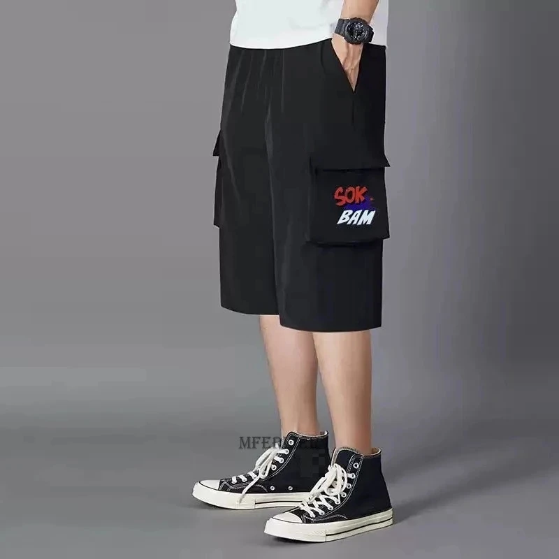 

summer men cargo shorts ice Breathable sports pockets plus size 6XL 7XL 8XL casual thin loose shorts out door elasticity shorts