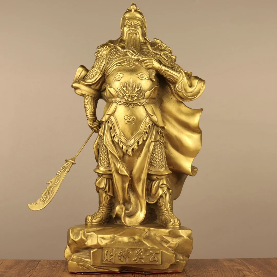 

Коллекция тибетских храмов GGuan Gong, 14 дюймов, латунный нож Бог богатства, подтягивающий боевой халат, Amass, украшения для богатства, поклонение, холл, городской дом