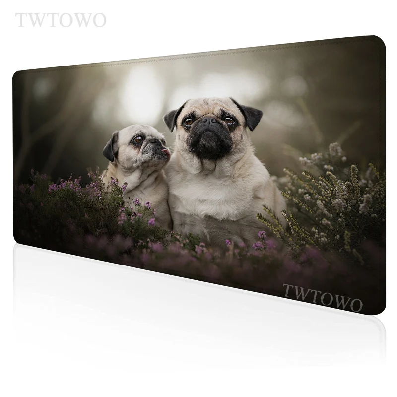 

Dog Pug Mouse Pad Gamer XL Home HD Custom Mousepad XXL MousePads keyboard pad Natural Rubber Anti Slip Soft Carpet PC Table Mat