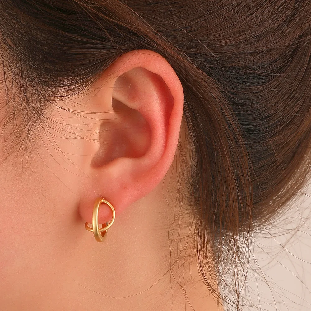 

Retro Geometric Needle C-shaped Earring Simple Gold Irregular Stud Personality Dainty Jewelry Trendy Elegant Girls Party Gifts