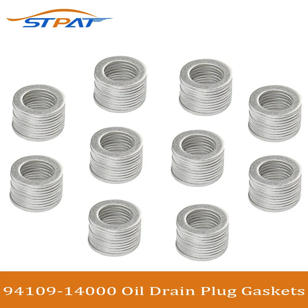 

STPAT 100PCS Oil Drain Plug Crush Washer Gaskets 14mm OEM 94109-14000 For Honda CR-V Accord For Acura RDX EL CL 9410914000