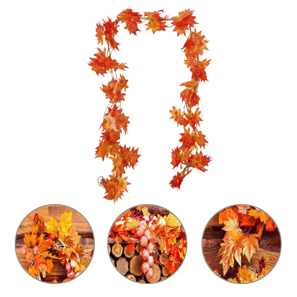 

Garland Leaf Maple Autumn Fall Leaves Artificial Props Photo Decoration Wedding Garden Fake Vine Felt Outdoor Decorations Party