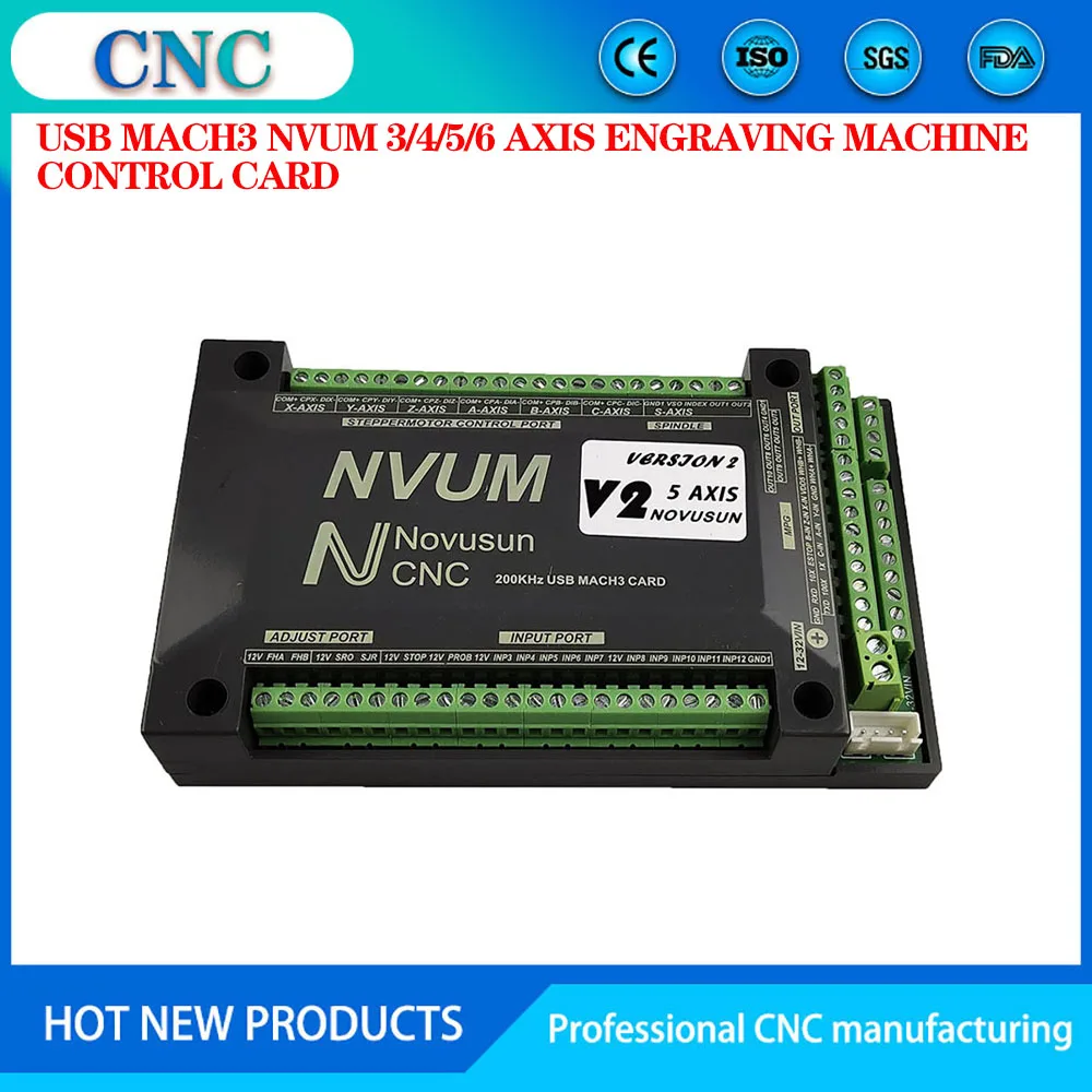 Nvum v2.1 USB 3-axis 4-осевой 5-осевой 6-axis mach3 motion контрольной картой и 6-осевой аварийной
