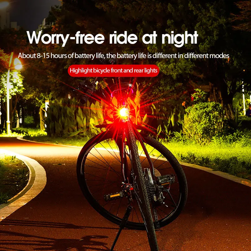 

Bike Front Rear Light Taillight 200lm Cycling Night Riding Safety Warning Light Aluminum Alloy Battery Powered Bicycle LED Lamp