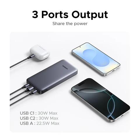 UGREEN PD 30 Вт повербанк Power Bank Быстрая зарядка 10000 мАч внешний аккумулятор портативное зарядное устройство для iPhone 15 Pro Max Xiaomi Huawei внешняя батарея для сотового телефона