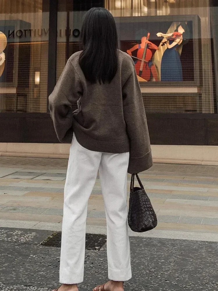 Кардиган женский однотонный с V-образным вырезом элегантный повседневный