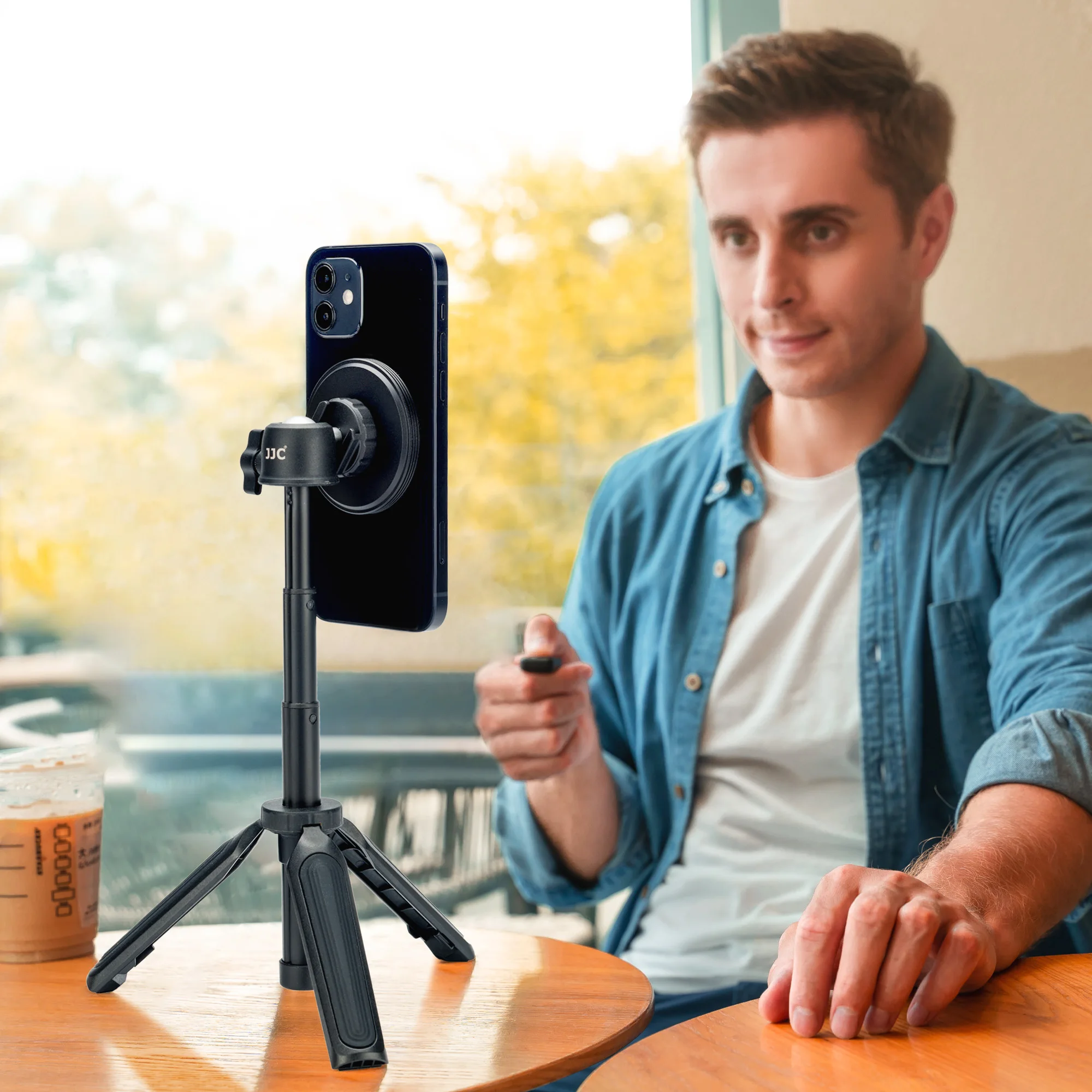 JJC 1/4 Magsafe screw Magnetic Mount Holder for iPhone 14 Pro Max/12 13 Pro Max 4.4 Lbs Suction Magnet Stand selfie Tripod Mount