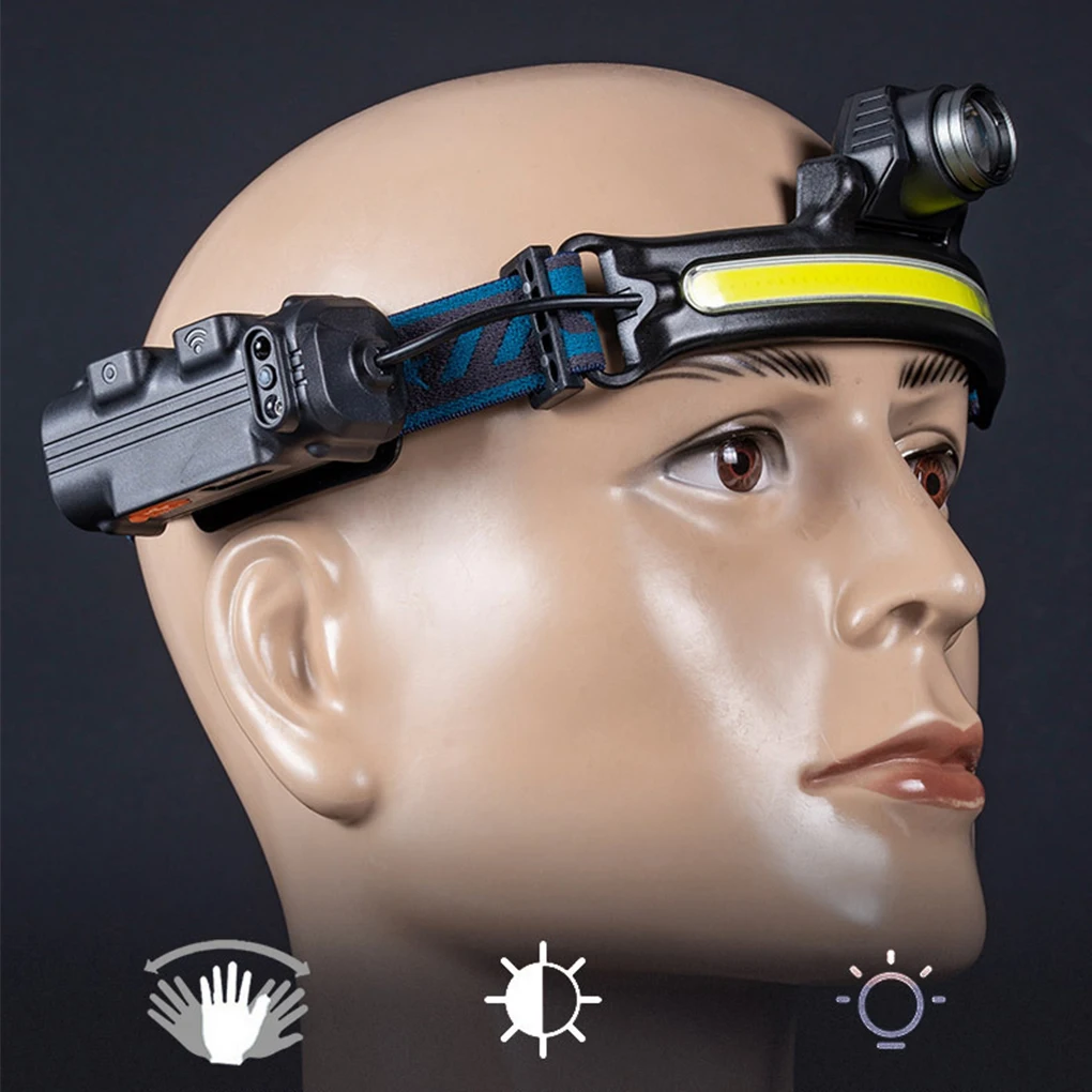 

Налобный фонарь с датчиком движения, водонепроницаемый, 6 режимов