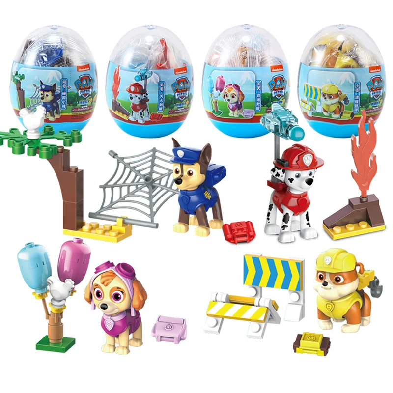 

Paw Patrol Chase Marshall Skye Rubble Rocky Action Figure Shake Surprise Egg Mystery Box Anime Building Block Toys Legopaw Gifts