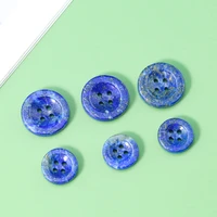 sprinkle gold royal blue sewing craft natural raw ore lapis lazuli gemstone 4 holes flatback round button suit cufflink ornament