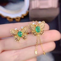 meibapj luxurious natural columbia emerald butterfly jewelry set 925 sterling silver 2 siut green stone fine jewelry for women