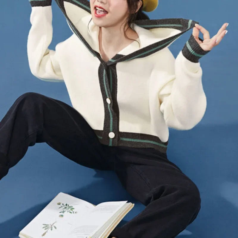 Винтажный осенний новый женский вязаный кардиган 2024 утепленный модный