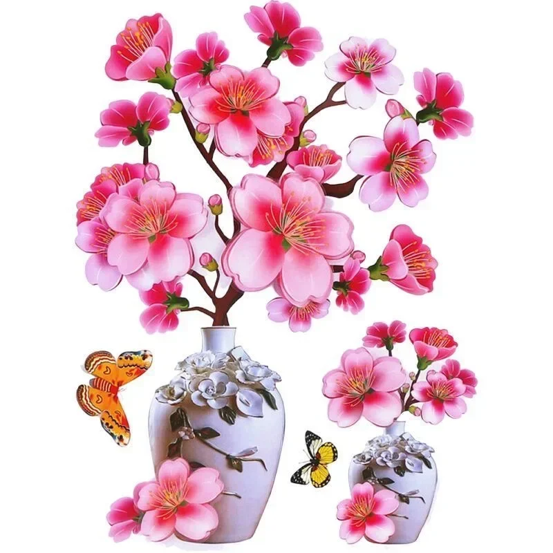 Наклейки на стену с маковым тюльпаном 3D имитация вазы украшение для спальни и