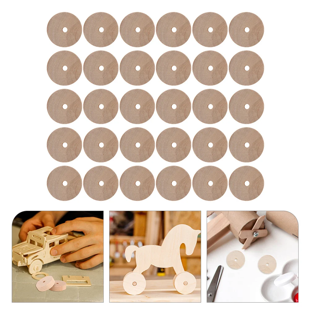 

30 Pcs Log Wheel Art Craft Accessories Wooden Wheels Model Small Supplies Crafts
