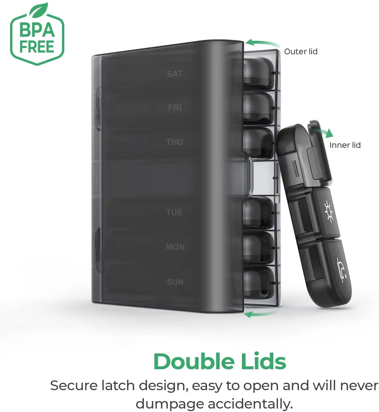 Pаспродажа Органайзер для таблеток на неделю 3 раза в день, портативный дорожный контейнер для таблеток на 7 дней с большими контейнерами для таблеток, ...