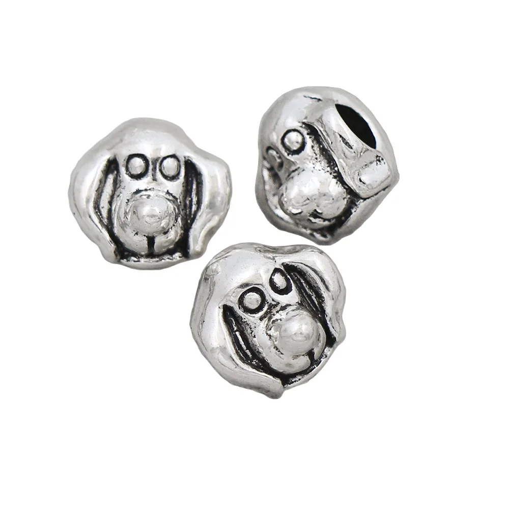 

18Pcs Pet Dog Head Hound Spacer Beads Cuentas Bisutería Fashion Jewelry Findings Components Antique Silver Zinc Alloy L1320