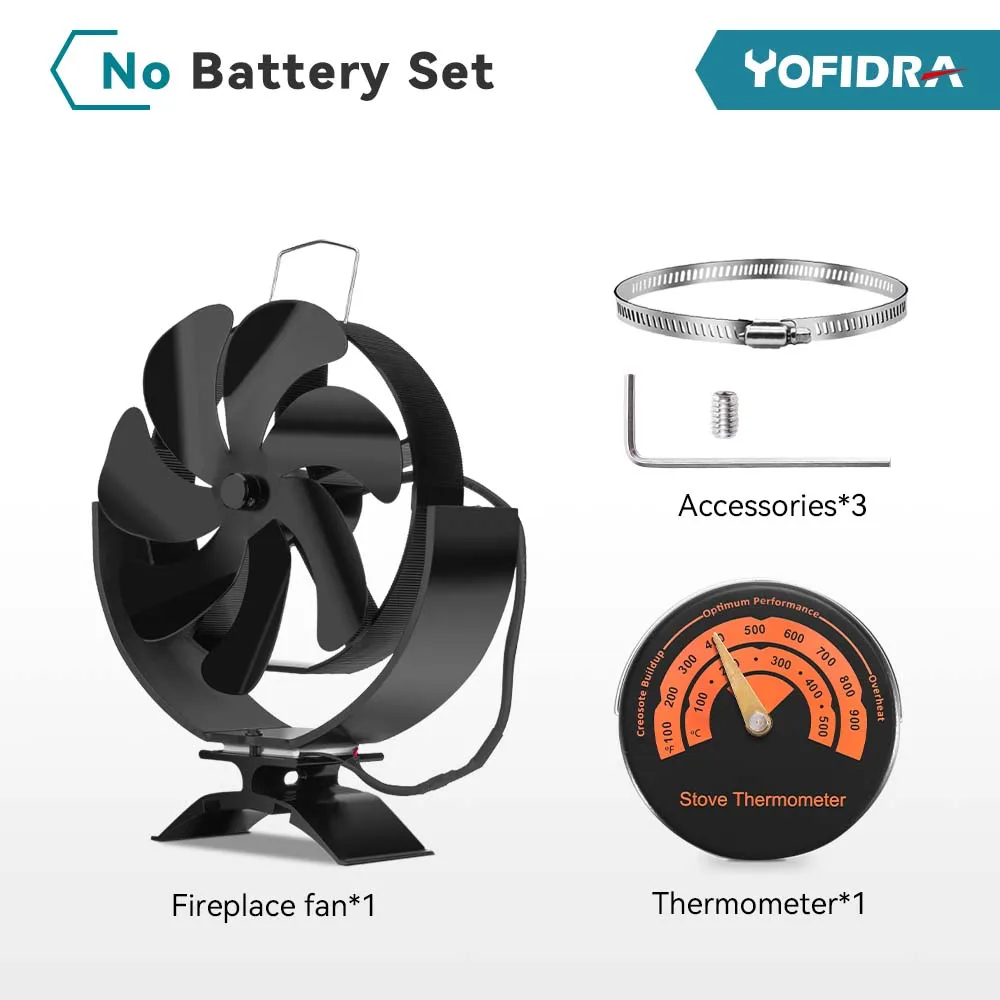 

YOFIDRA 7-лопастной черный каминный вентилятор