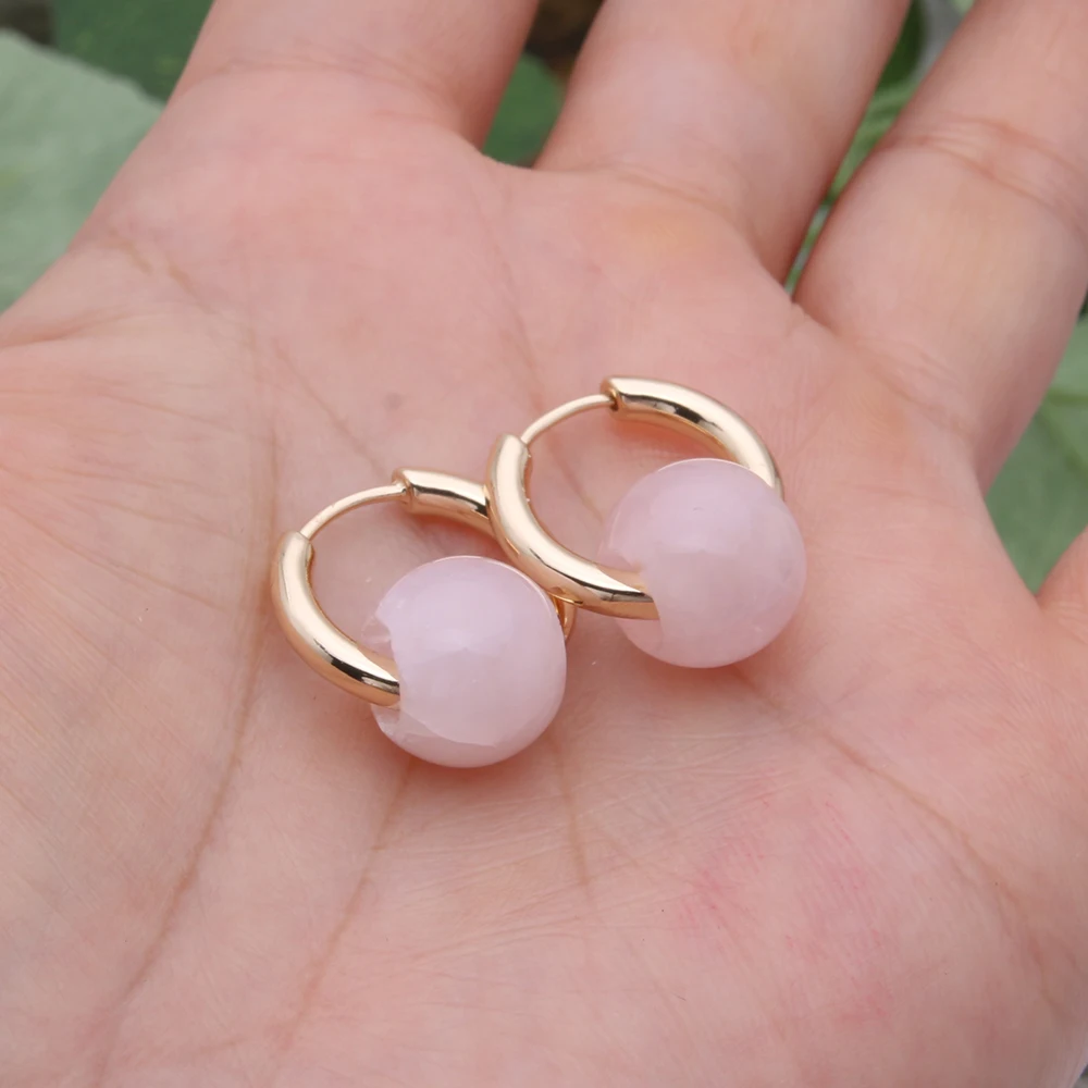 Trendy Pingk Rose Stone Rose Earrings Woman Summer Color stainless Steel Dangle Ear Charm Bright Brinco Party Wedding Gift