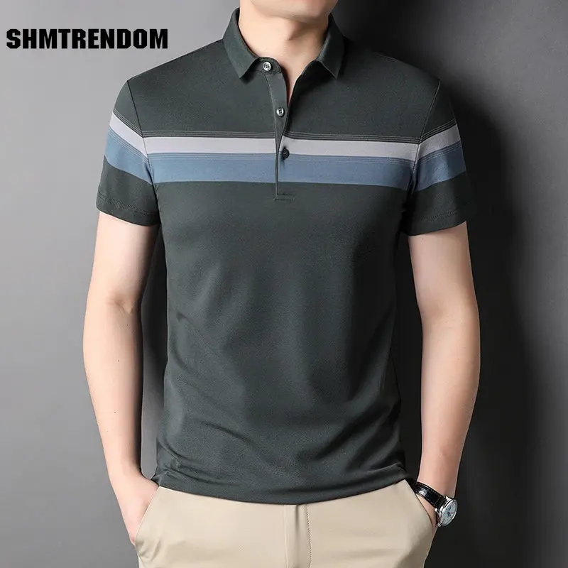 

Top Grade 95% Cotton Brand Designer Trendy Polo Shirt Men Summer Design Striped Short Sleeve Casual Fashions Men Clothes
