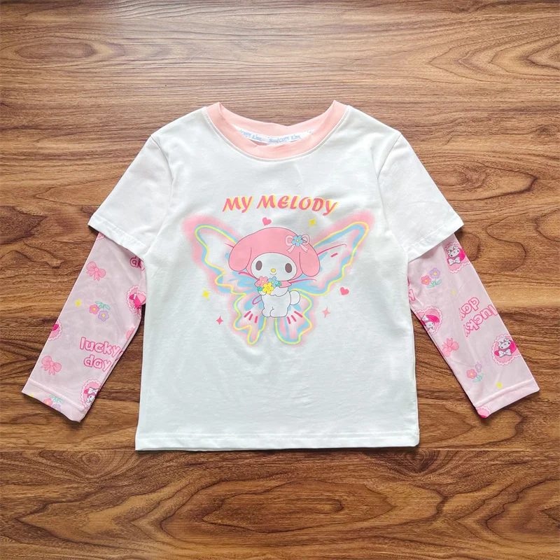 Kawaii Kuromi My Melody Cinnamoroll женская футболка с длинным рукавом аниме Sanrio симпатичный