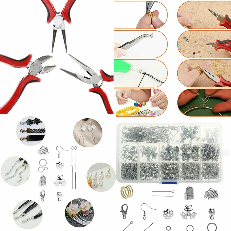 

Earring Jewellery Making Kit Wire Findings Pliers Starter Tools Necklace Repair