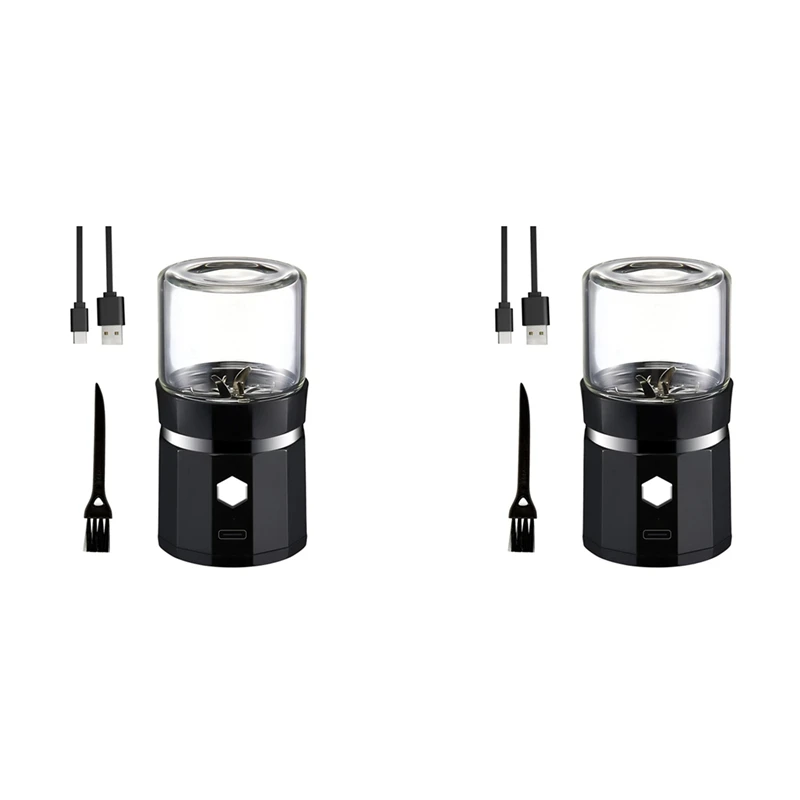 

2X Mini Electric Grinder Portable Vanilla Grinder USB Rechargeable Mill With A Cleaning Brush For Tea Rosemary