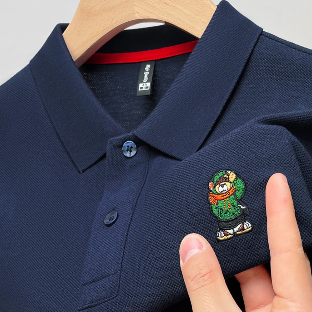 Embroidered logo 2023 new summer polo shirt Men's casual business lapel short sleeved T-shirt Golf clothing