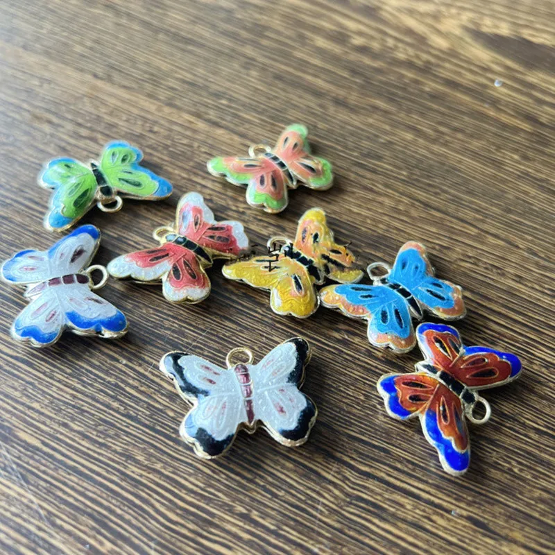 

5pcs Cloisonne Vintage Butterfly Charms for Jewelry Making Handmade DIY Enamel Animal Pendant Women Copper Accessories Jewellery