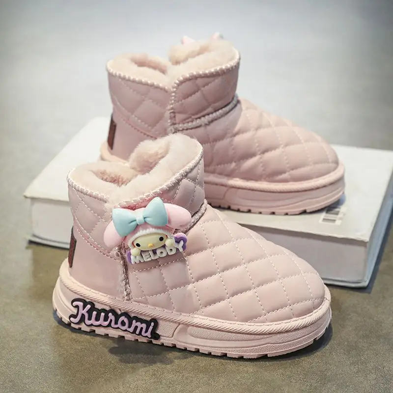 Хлопковые сапоги Sanrio для девочек Kuromi My Melody утепленные детские водонепроницаемая