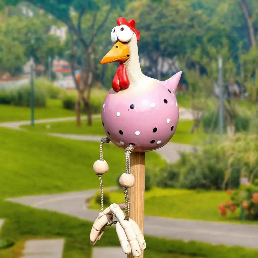 

Garden Art Decoration Chicken-Shaped Wooden Stake Floor Resin Craft Courtyard Lawn Hen Decoration Mini Craft Garden Art Ornament