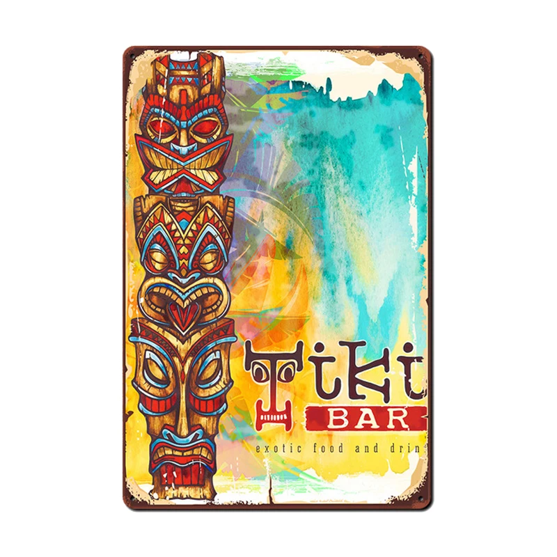 Плакат Aloha Tiki для бара, Жестяная Табличка, винтажный Настенный декор для пляжа, гостиной, паба, металлическая пластина, ретро, Гавайские таблички для серфинга, настенный фермерский Декор