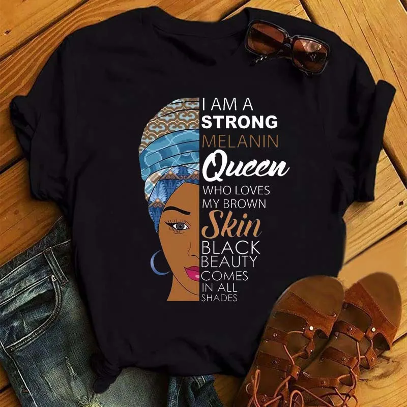 

Summer New Black Girls Printed Women T Shirt Ladies Casual Harajuku Graphic Short Sleeve Women T Shirt O Neck Top Tees