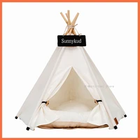 pet tent house portable teepee with thick cushion and 6 colors cat bed available for dog puppy excursion outdoor indoor