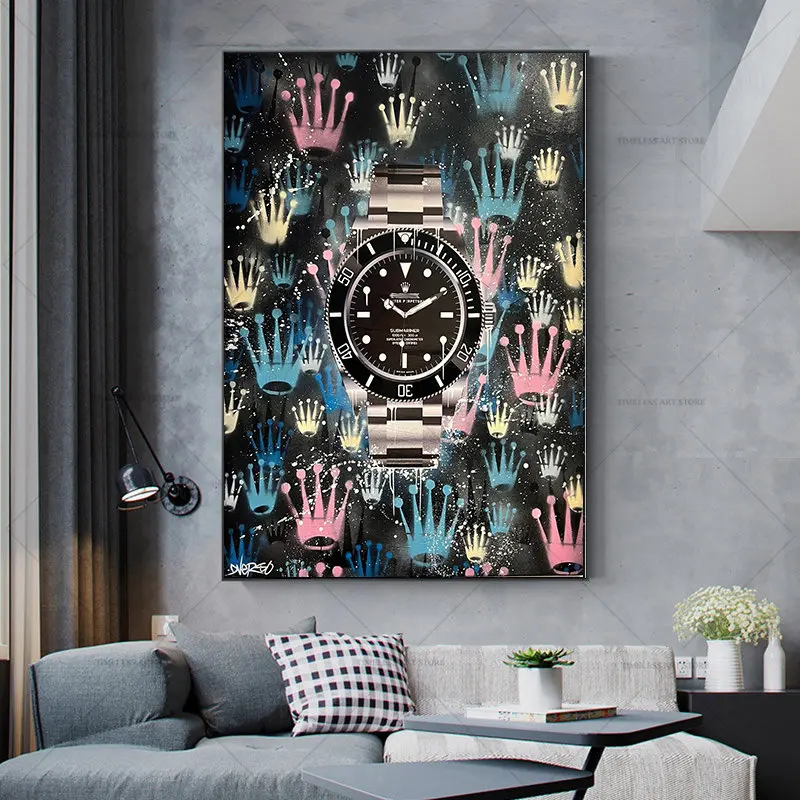 Мотивационный уличный граффити художественный постер роскошные часы поп-арт