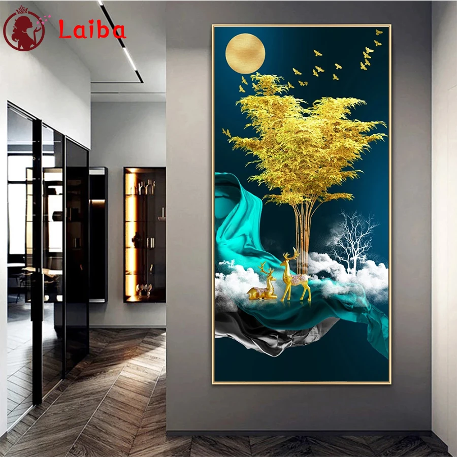 Алмазная вышивка Современная богатая Роскошная алмазная живопись с золотым