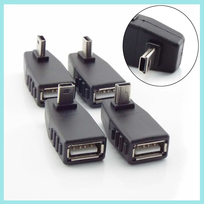 Фото Угловой переходник 90 градусов Mini USB 5-контактный (штекер) на USB (гнездо) OTG-адаптер для автомобиля, MP3, MP4, планшетов, телефонов, U-дисков B2 №3
