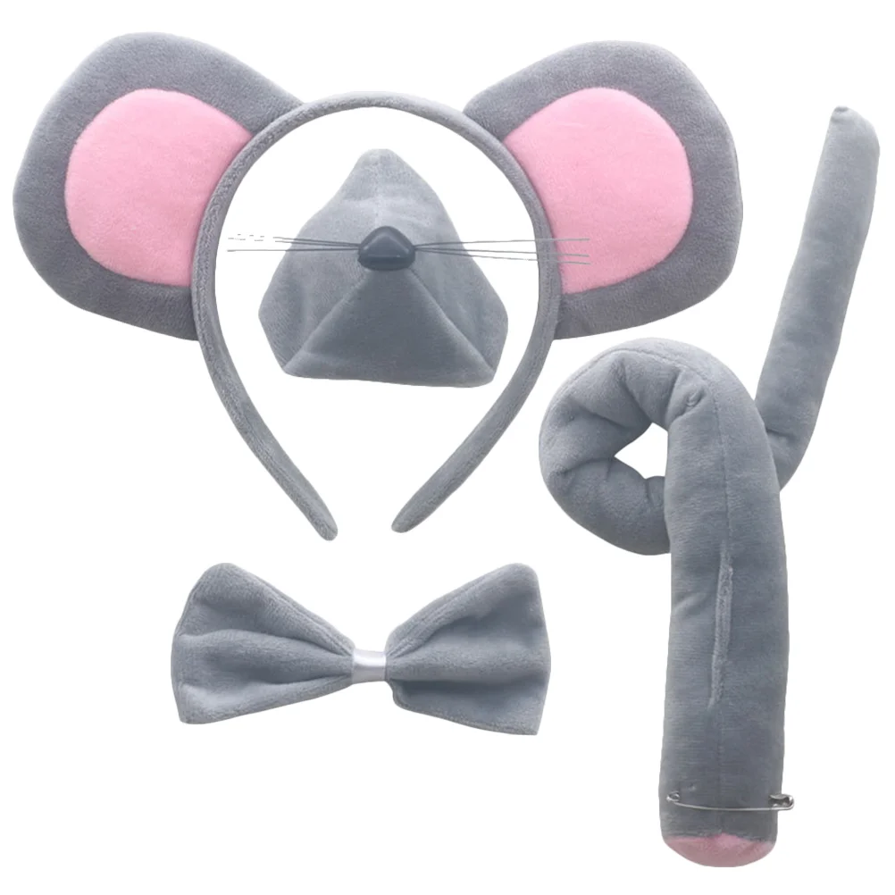 

Cartoon Mouse Headband Costume Headwear Party Headdress Nose Tail Decorative Ears Halloween Cosplay Supplies Kids Girls Clothes