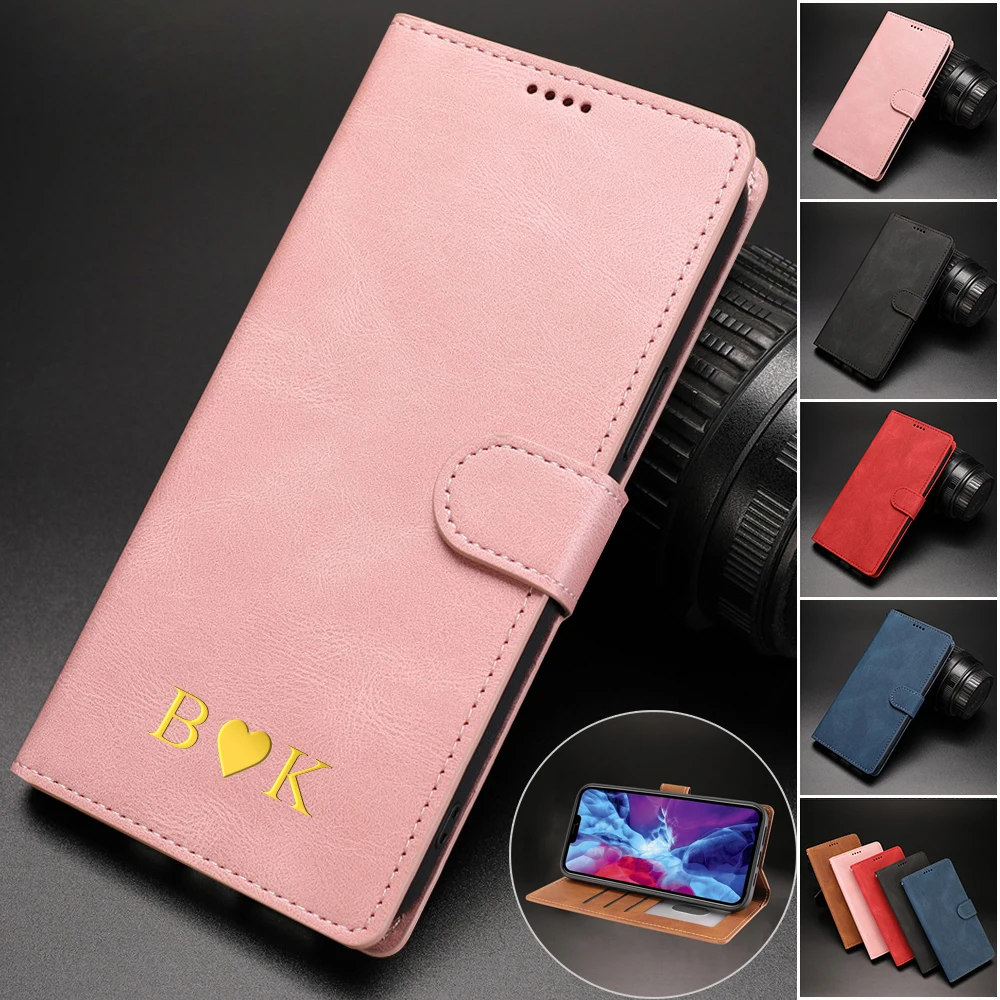 

For iPhone 13 Pro Max Case Personalise Customized Name 3D initial Letters Leather Flip Wallet Cover For iPhone 11 12 13 Pro Max