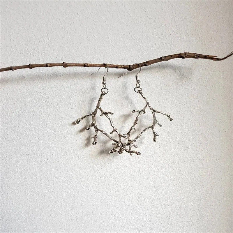 

Серебряные серьги-гвоздики, подвески в виде лесных ветвей, подвески в виде лесных деревьев, подарок для любимого леса, деревенские искусств...